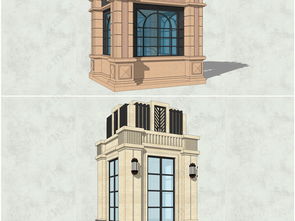 精品欧式古典风格岗亭保安室入口门房SU模型设计模型下载