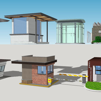 现代岗亭值班室门卫室su模型